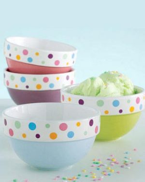spotted bowls- decorating with stripes polka dots and pom poms - myLusciousLife.com .jpg